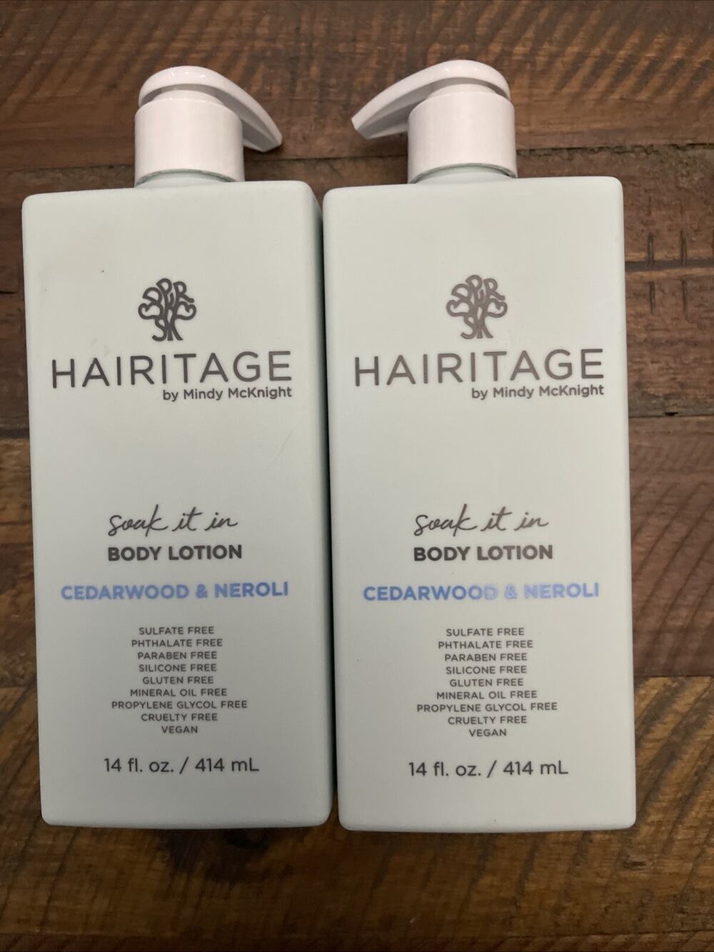 2 x Hairitage Body Lotion CEDARWOOD & NEROLI Vegan Sulfate Free 14fl oz
